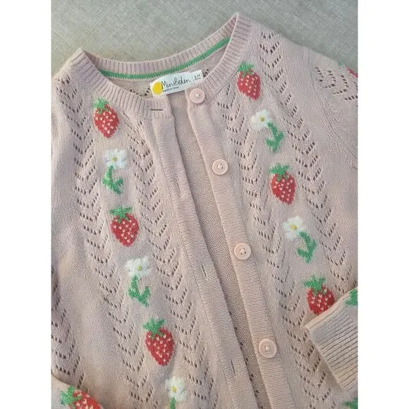 Mini Boden Pink Strawberry Cardigan Sweater - Picture 4 of 8